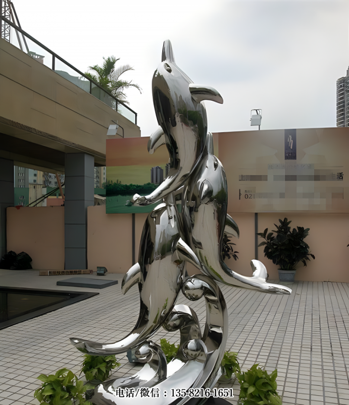 城市景观不锈钢镜面海洋动物海豚雕塑 城市景观不锈钢镜面海洋动物海豚雕塑