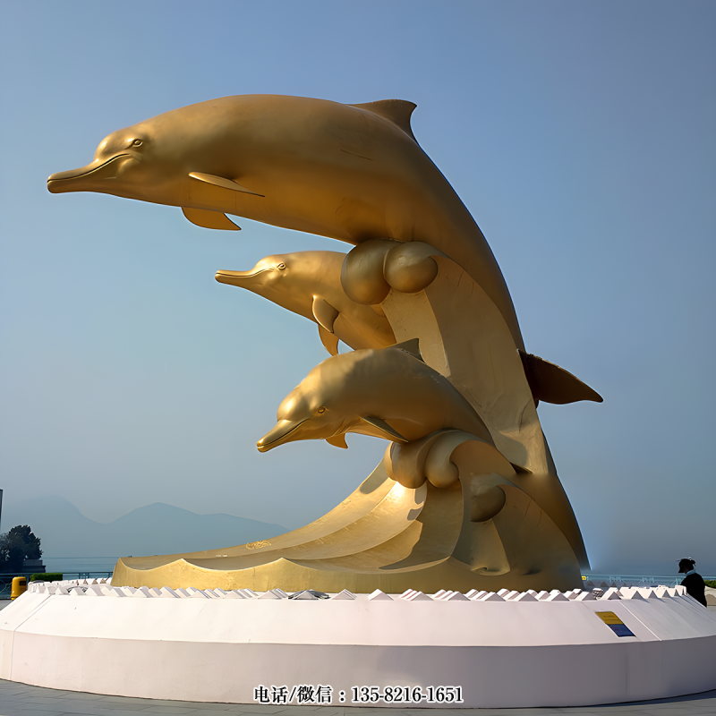 海边广场玻璃钢动物景观海豚雕塑 海边广场玻璃钢动物景观海豚雕塑