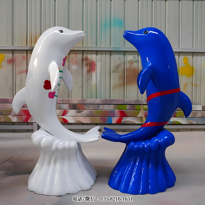 商场美陈摆件玻璃钢海豚雕塑 商场美陈摆件玻璃钢海豚雕塑